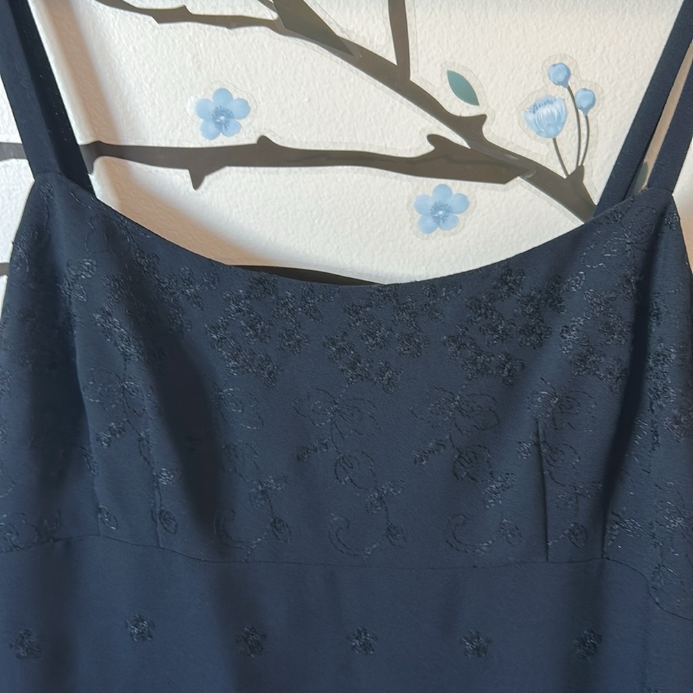 Quintieri VGUC black summer dress spaghetti straps, black embroidered flowers